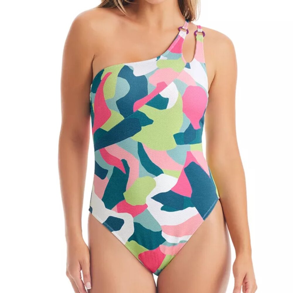 NWT Jessica Simpson Women Slashed One-Shoulder One-Piece Size S $110 AA326
